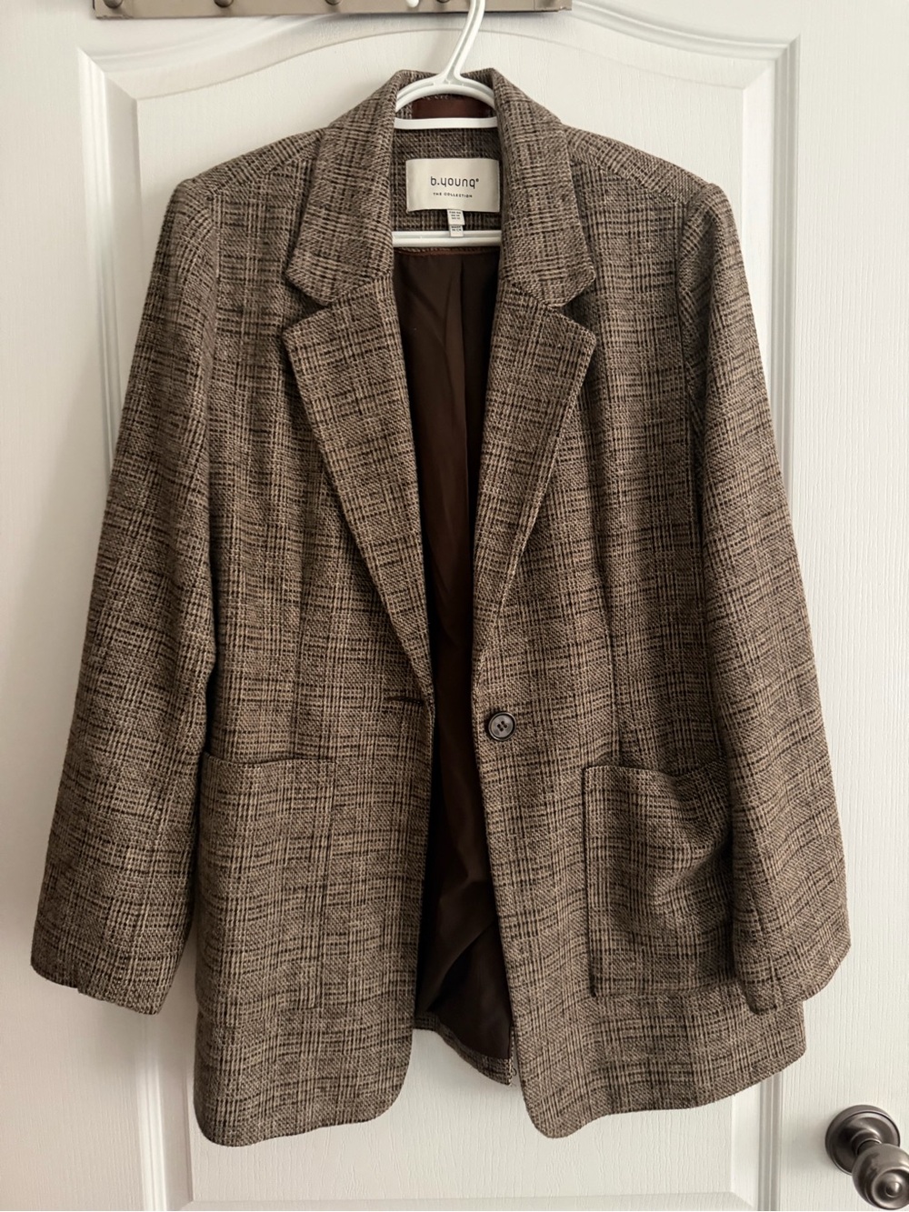 Women's Plaid Blazer Jacket in Brown